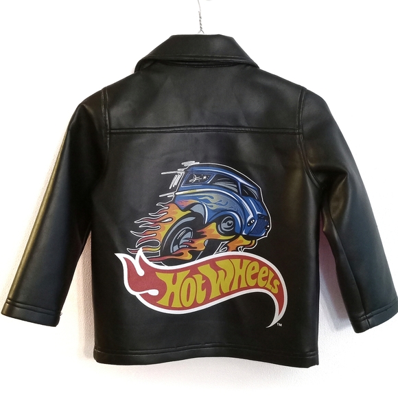 Hot Wheels Other - Hot Wheels Black faux leather jacket biker rocker look kids size 5/6 RARE